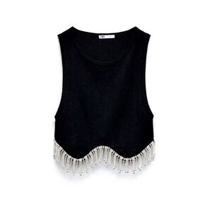 Zara rhinestone tassel crop top